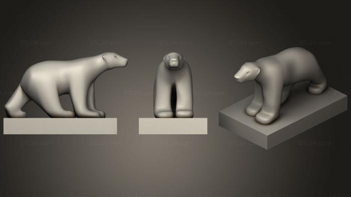 Статуэтки животных (Белый медведь с помпоном, STKJ_1759) 3D модель для ЧПУ станка